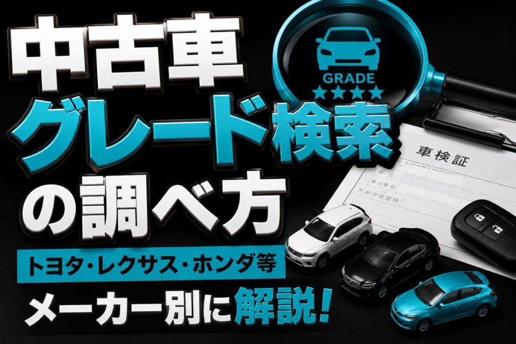 中古車グレード検索の調べ方|トヨタ・レクサス・ホンダ等メーカー別に解説